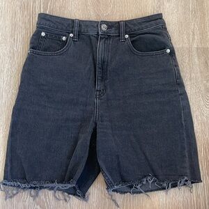 Long black denim shorts
